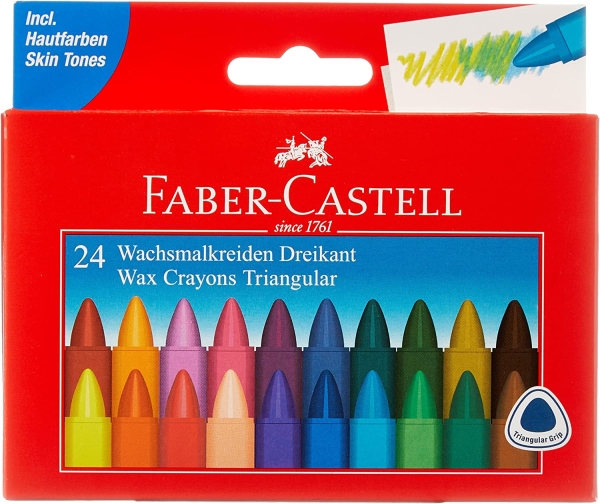 Faber-Castell Wax Triangular Crayons - Box of 12, 120010