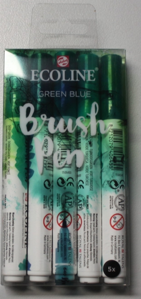 Ecoline Brush Pen 5 er Set green blue