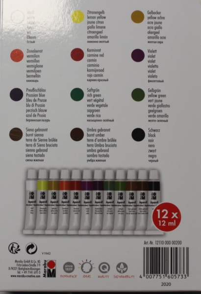 Marabu Watercolor Set 12 x 12 ml