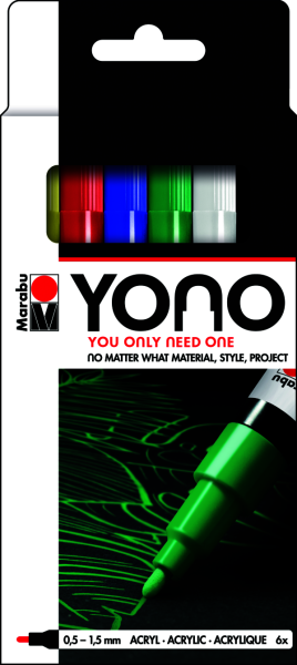 Marabu Acryl Marker Set YONO inkl. 6 Stiften 6x 0,5 - 1,5 mm