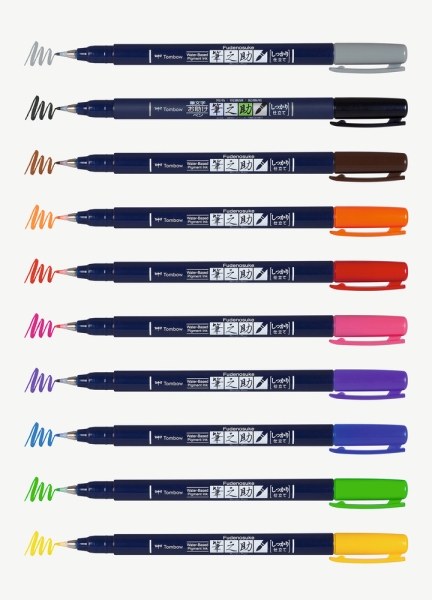 crazy airbrush Tombow Fudenosuke Color Brush Pen in various
