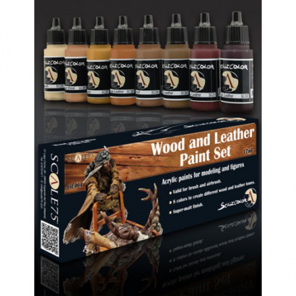 SSE-004 wood and leather paint Set 8 Farben (g.P. 1L= 180,88€)